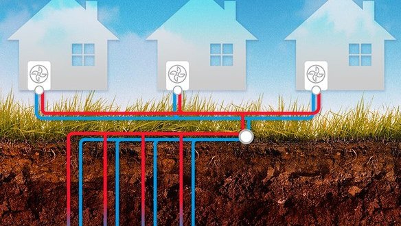 Potenciál sdílených geotermálních vrtů pro vytápění a chlazení budov